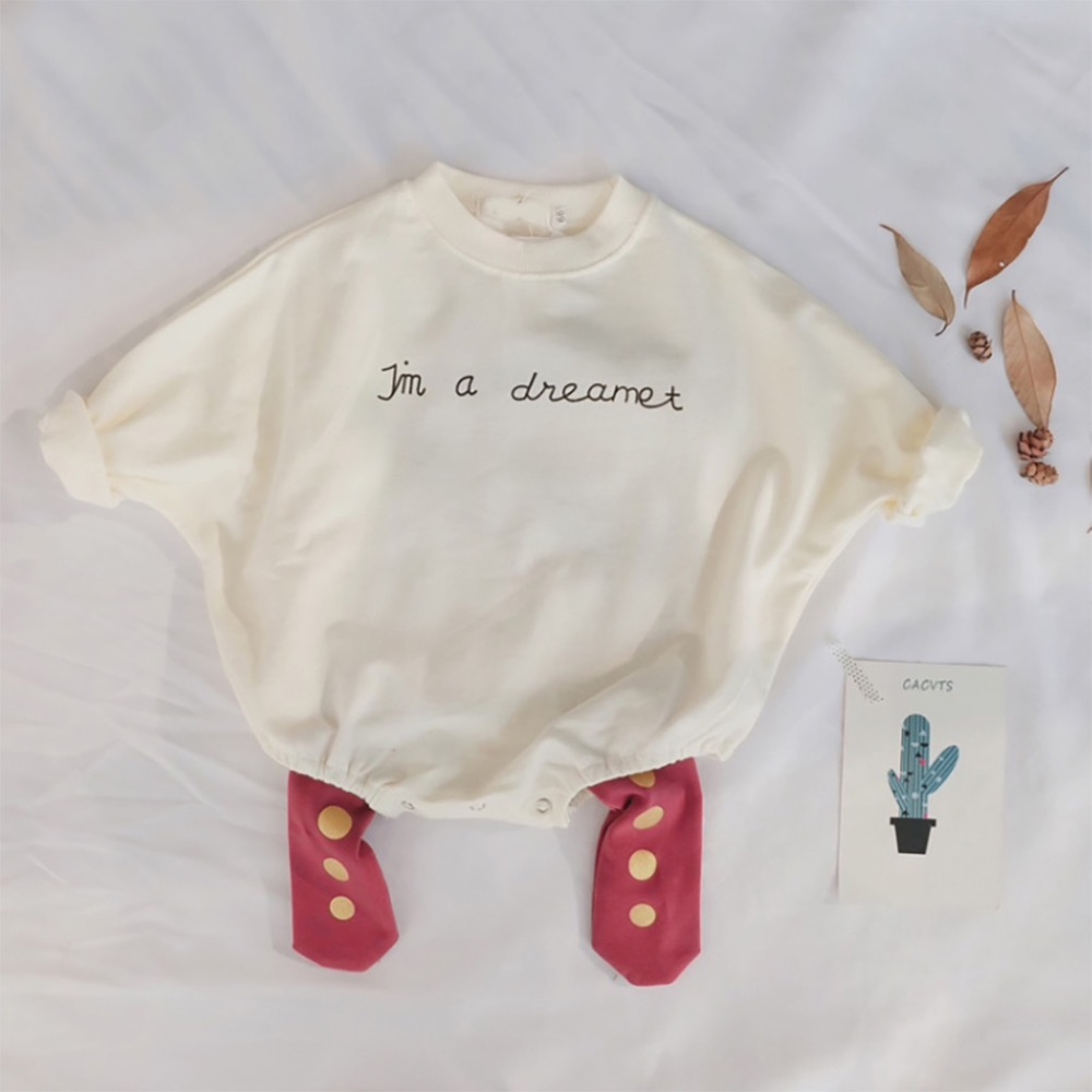 Baby Unisex White Letter Printed Romper Onesie
